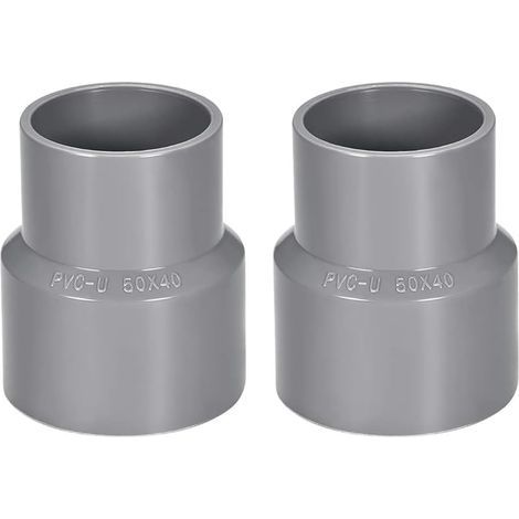 2 unidades de acoplamiento reductor de PVC para DWV, adaptador de conexión de tubería con enchufe de 40 mm x 50 mm, accesorio reductor de conductos (50x63 mm) (1/2)