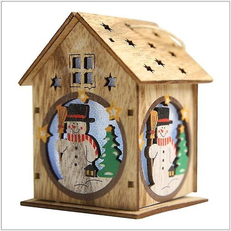 Maison de Noël en bois avec lumières LED, chalet de Noël illuminé, figurines de sapin de Noël LED, pour moi (1/5)