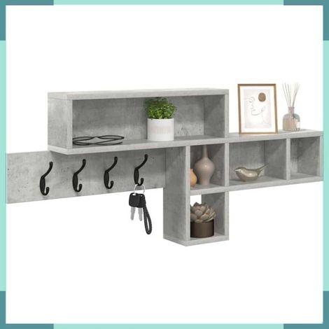 874414 Porte-manteau mural avec étagère Gris béton 100 x 12 x 43,5 cm (1/5)