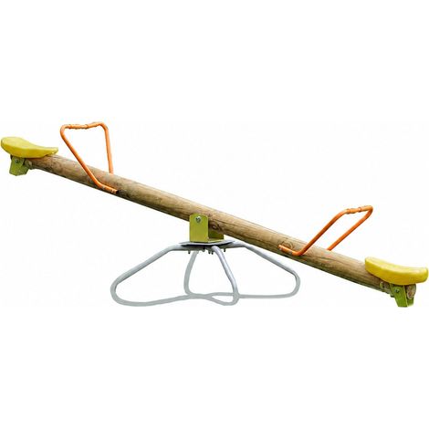 Trigano – Balançoire trébuchet rotatif 360° – Assises en plastique soufflé traité anti-UV – Poutre en pin sylvestre traité autoclave – Dimensions 207x78x80cm