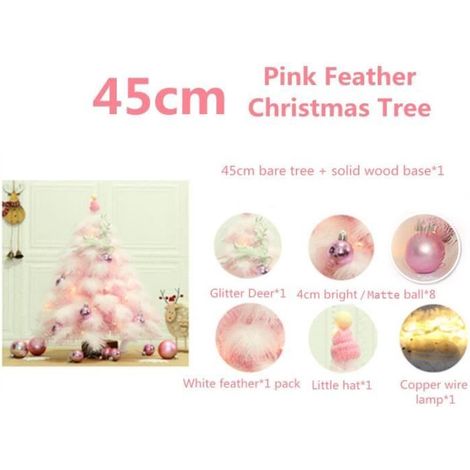 pink 45cm - Sapin de noël en plumes roses, décorations pour Mini arbre de noël bleu, nouvel an (1/4)