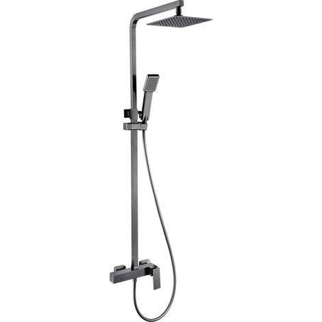 IMEX Set ducha monocomando con asta extraíble cuerpo latón cartucho cerámico 35mm acabado PVD negro canna di fucile acero y latón - modelo Pisa Imex-BDP048-BGM