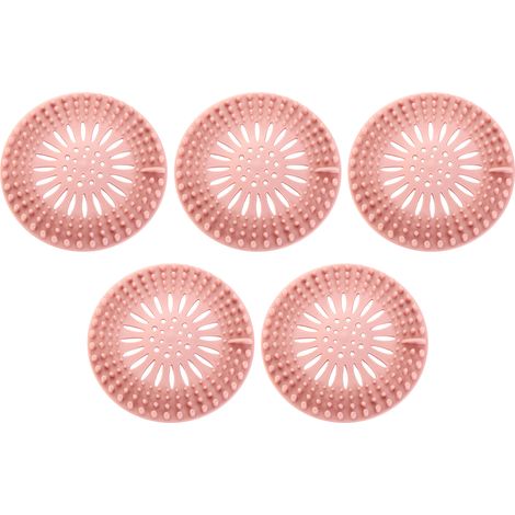 Lot de 5 bouchon de vidange, silicone souple, trou de drainage central, perforations rectangulaires denses, pour salle de bain et cuisine (1/5)