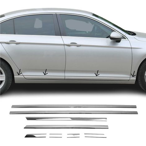 Garniture Baguette de porte latérale pour VW Passat B8 Berline 2015-2019 acier inox 8Pcs