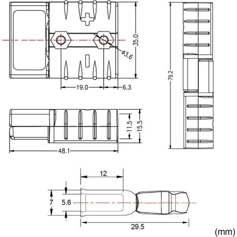 Coppia di connettori per batteria da 50 A, calibro 6-10, connettore Anderson, connettore a innesto rapido per batteria. (1/4)