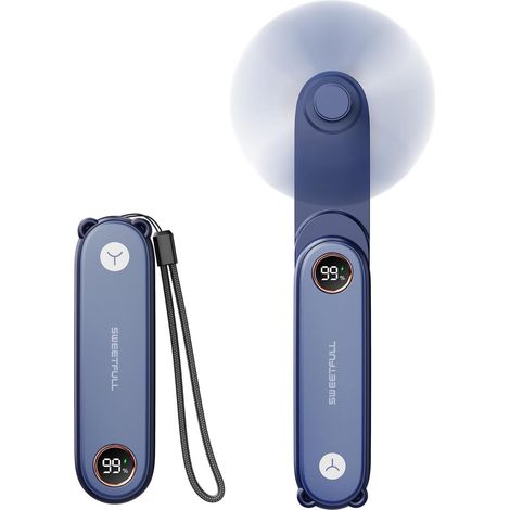Mini Ventilateur Portable 3-en-1 avec Ăcran LED â Ventilateur Rechargeable USB, Lampe Torche et Ventilateur Ă Main Pliable, Compact pour Femme, Voyage et ExtĂ©rieur