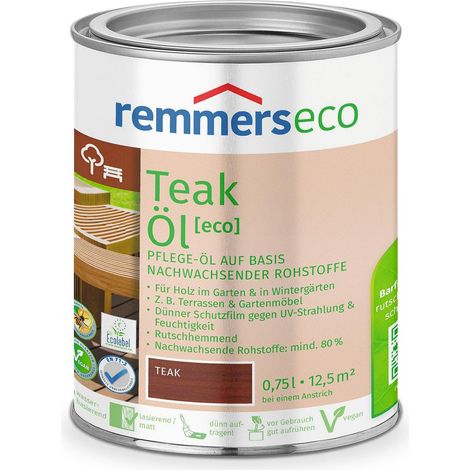 Remmers Teak-Öl [eco], 0,75 Liter, Teaköl für aussen und innen, optimal für Teak Gartenmöbel oder Teak Holzterrassen, ökologisch, bienenverträglich