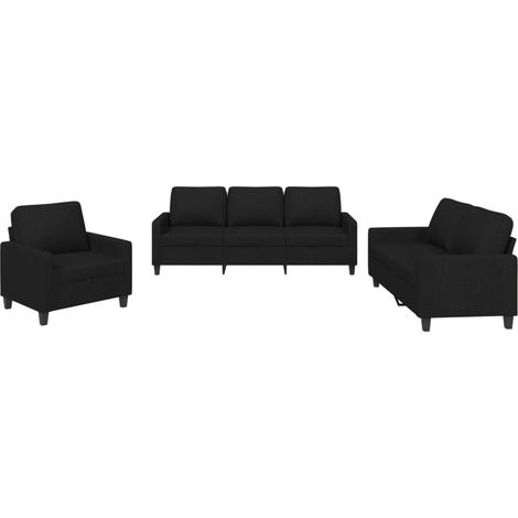 Maison Exclusive - Set di Divani 3 pz con Cuscini Nero in Tessuto (1/5)