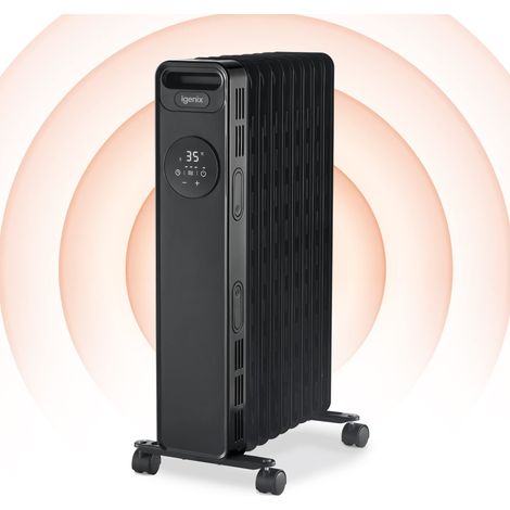 Igenix Digital Oil Filled Radiator, 2kW/2000W, Overheat Protection, Black - IG2621BL (1/5)