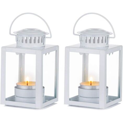 QORVA-Lanternes Décoratives, 2 Pièces Bougies Lanternes Bougeoirs à Thé à L'intérieur, Suspendus Lanternes de Jardin Lanterne Porte-Bougie pour Fête d'anniversaire Centre de Table de Mariage Spa