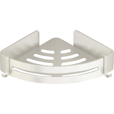 Étagère d'angle triangulaire murale pour salle de bain, organisateur de douche blanc (1/5)