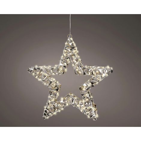 Lumineo LED Stern mit Timer Kunststoff Ø 38 cm warmweiß gold Dekofigur