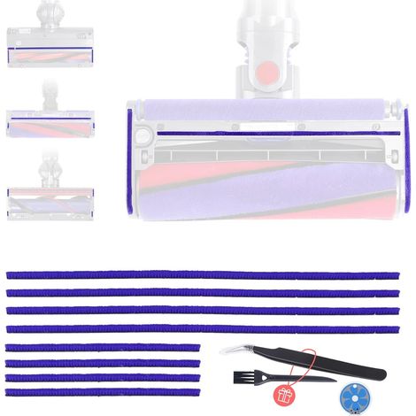 Set mit 8 Plüschstreifen für Dyson V6 V7 V8 V10 V11 V12 V15 DC58 DC59 DC62 DC72 DC74 Staubsauger, Ersatzteile für Staubsaugerbürsten, 4 lange (23 cm), 4 kurze (11,5 cm) (1/5)