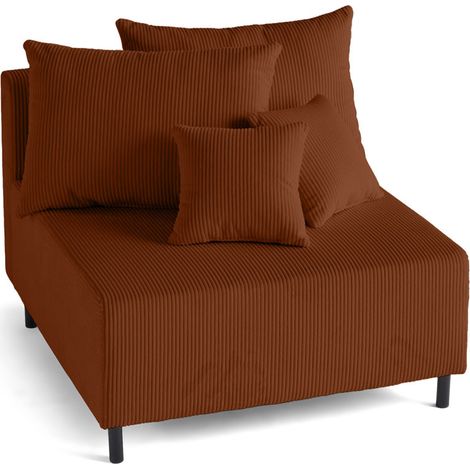 Edinburg - module d'assise sans accoudoirs - en velours côtelé - terracotta (1/5)