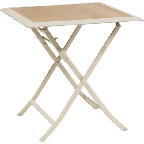 Table de jardin 2 places Azua pliable beige 71x71cm - Hespéride (1/5)
