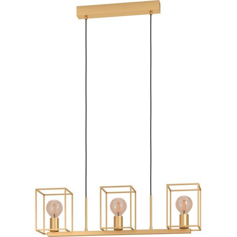 Lampadario A Sospensione Moderno Cumiole Acciaio Oro 3 Luci E27 (1/2)