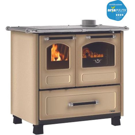Cucina a legna family 7,5 kw cappuccino modello 4,5 - misure cm.96,4x64,2x85,3h. - peso kg.125