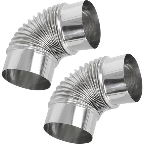iplusmile 2pièces Tuyau De Cheminée Acier Inoxydable Conduit De Fumée Coudé Accessoires De Tuyauterie Pour Poêle Tube De Cheminée Allongé Manchon De Tuyau De Poêle