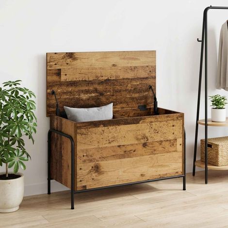 vidaXL Caja de Almacenamiento Madera envejecida 80 x 40 x 49,5 cm (1/5)