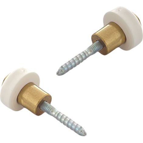 Lot de 2 butoirs luxe, corps laiton poli verni avec vis 2 filets T15. Diamètre 28mm, hauteur 30mm. Bague amortisseur blanche en élastomère (caoutchouc). MADE IN FRANCE (1/4)