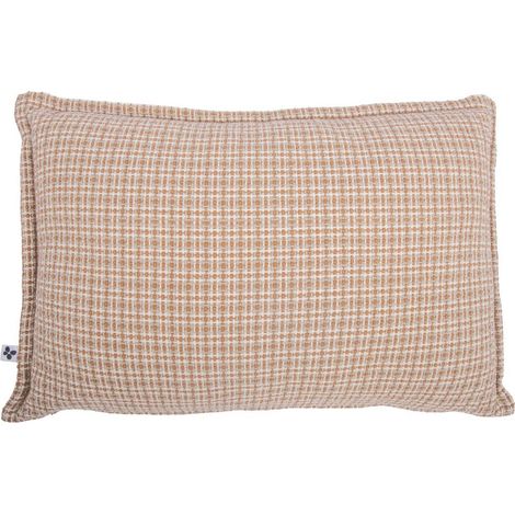 Coussin déhoussable 40x60cm coton tissage texturé coloris beige et blanc - ANTOINE (1/3)