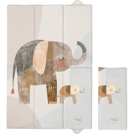 Matelas à langer pliable 60x40 cm, motif famille éléphants, Ceba Baby