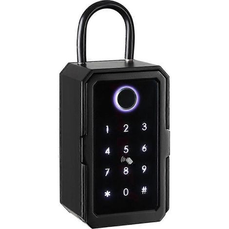 Armoire à clés à code, coffre-fort à clés pour une utilisation intérieure et extérieure, coffre-fort à clés avec lecteur d'empreintes digitales pour la maison/le garage/le bureau (Bluetooth) - JBMEDIA (1/4)