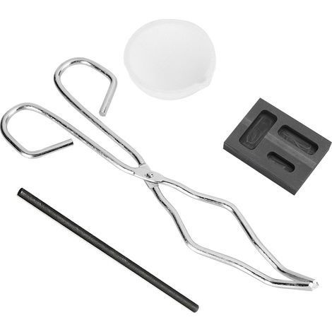 Un kit de fusion du graphite en 4 pièces, comprenant un bol en quartz, de longues pinces, un agitateur à auge et un kit de four de fusion. (1/5)