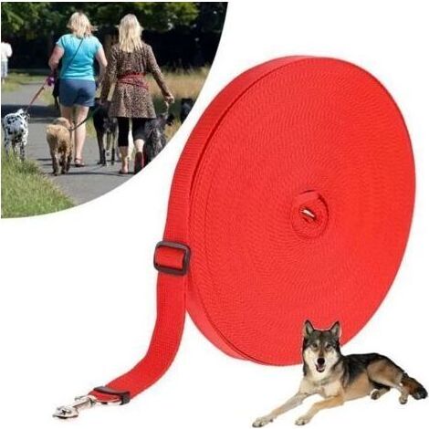 Laisse de dressage pour chien durable de 2 m, antidérapante, adaptée aux chiens de petite, moyenne et grande taille (rouge) (1/4)