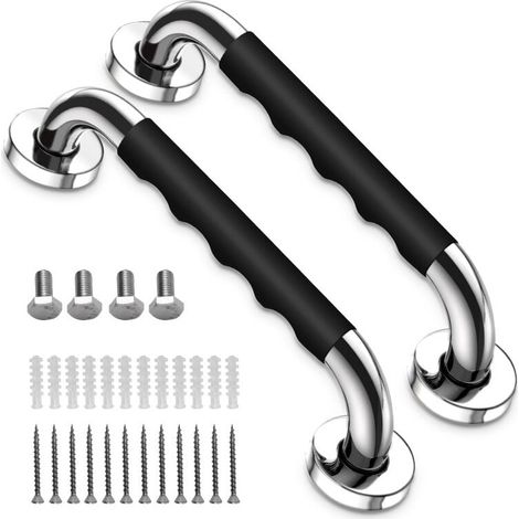 2-piece bathtub grab bar, 33 cm non-slip grab bar for the bathroom, wall-mounted stainless steel shower grab bar for seniors/people with disabilities/children/pregnant women (1/5)
