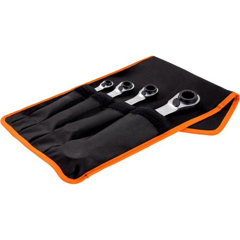 Bahco Vierfach-Knarren-Ringschlüssel-Satz, 4-tlg, Gürteltasche