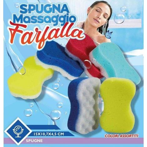 TRADE SHOP - Set 3 Pezzi Spugna Corpo Bagno Doccia Colorate Farfalla Morbide Massaggio 40148 -