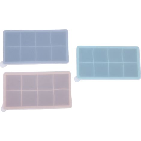 Lot de 3 Bacs à Glaçons en Silicone avec Couvercle, Libération Facile, 8 Alvéoles par Bac, Idéal pour Congélateur et Cocktails (1/5)