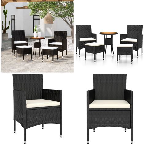Salon de jardin 5 pcs Résine tressée Noir - Ensemble Salon De Jardin - Mobilier De Jardin - Salon Extérieur - Table Basse - Chaises Pliantes - Home & Living