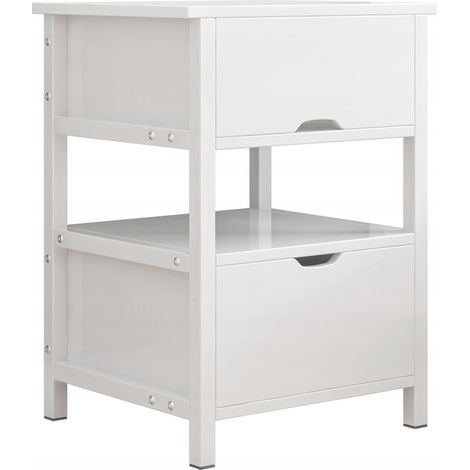 Comodino da 45x38x55 cm in finitura bianca, moderno e funzionale. (1/5)