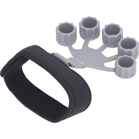 Entraîneur de force de préhension pour les mains et les doigts, en silicone, pour 5 doigts, idéal pour l'entraînement au basketball et la correction des mouvements des doigts (gris). (1/5)