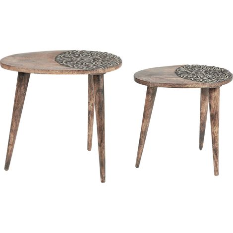 Beistelltisch 2er Set KHETUA Mango Holz Braun