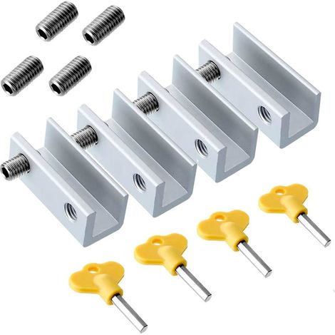 4PCS Double Sliding Window Lock Aluminum Alloy Child Safety Window Lock Adjustable Security Lock Anti-Theft Window Sash Restrictor with Key for Home Hospitals Schools (1/4)