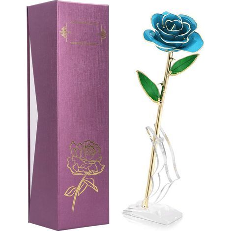 24 Karat vergoldete himmelblaue Rose für Valentinstagsdekorationen und Bastelarbeiten (1/5)