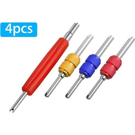 Tournevis pour noyau de valve automobile, clé pour noyau de valve,Clé à double extrémité pour obus de valve à poignée rouge (1/4)