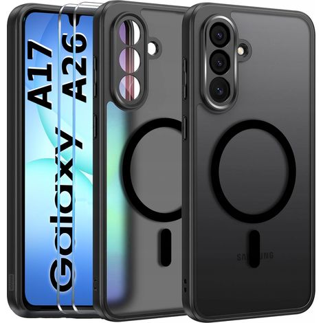 Funda MagSafe negra mate para Samsung A17 5G / A26 5G + 2 protectores de pantalla Koanni (1/5)