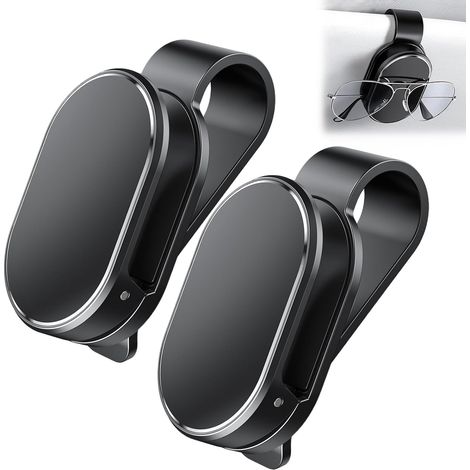 Soporte para gafas de coche de 2 piezas, clip minimalista para gafas de sol, fácil de instalar y quitar, compatible con todo tipo de gafas. (1/5)