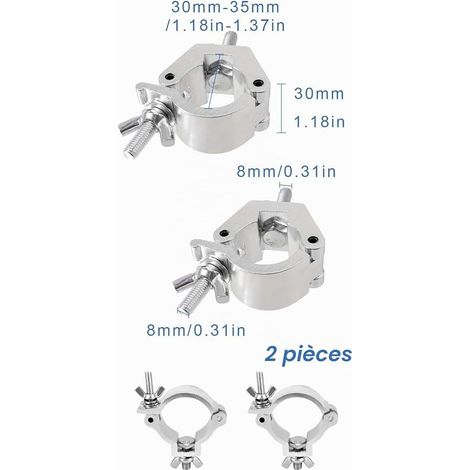 Hooks for Structures, Clips for Structures, Hooks for Lighting Structures, 30-35 mm, Clamp for Lighting Structures, Stage Hooks for Speakers or Lighting Accessories (1/2)