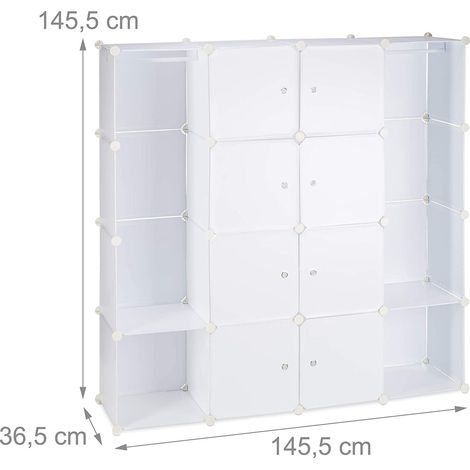Estantería armario armario de plástico con puertas y barra 145 cm blanco 1300019612 (1/4)