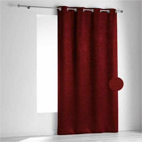 Rideau ignifugé non feu M1 en velours fiore Rouge 140x260 cm (1/2)