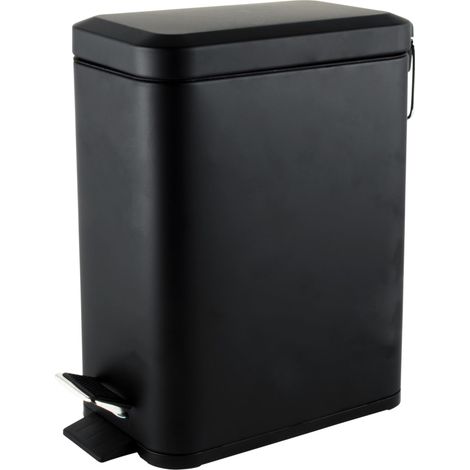 Beldray LA041173BLKFEU7 Pattumiera a pedale per bagno, rettangolare, con coperchio a chiusura rallentata, rifiuti per cucina/camera da letto/ufficio, capacità 5 l, secchio interno rimovibile, design (1/5)
