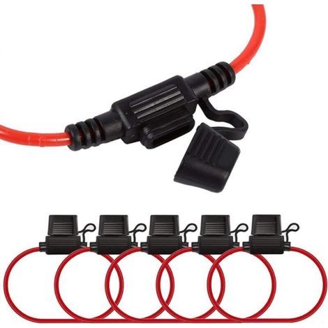 Porte-Fusible à Couvercle Étanche Plastique Lame en Ligne Porte-Fusible Lame Enfichable Porte-Fusibles Convient aux Fusibles Standard Convient aux Camions Voitures Motos Et Camions (6 Pièces32V/30A) (1/5)