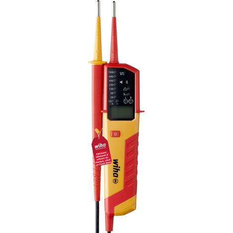 Wiha Testeur de tension et de continuité eMobility 12 – 1 000 V AC, CAT IV 2 piles AAA incluses (44319)