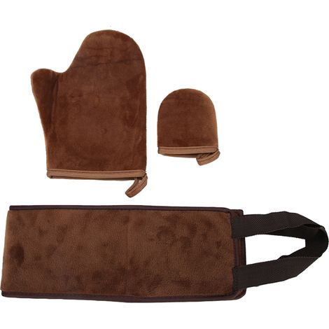 Lot de 3 gants applicateurs autobronzants pour crème, lotion, mousse et huile - teinte beige (1/5)