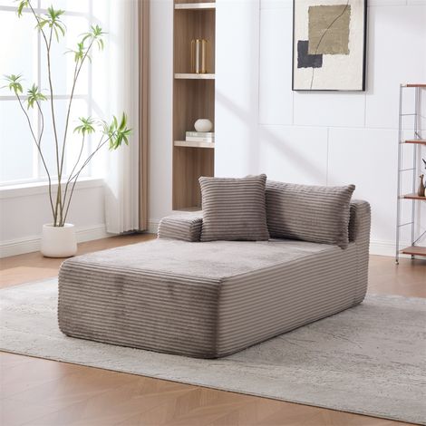 Méridienne Canapé 100x174x74.5cm - Canapé Modulaire d'Angle Rembourré Mousse 30D Haute Résilience Couchage Salon - Gris (1/5)